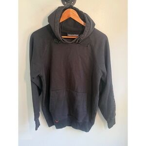 Grundens Mens Black Raglan Sleeve Pullover Hoodie Sweatshirt Size Small RN119496